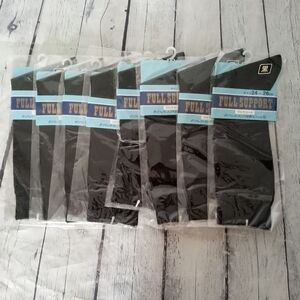 NWT Lot Of 8 Black Nylon Socks - 24-26cm